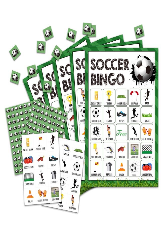OZTEMETY Soccer Bingo Card Game, Soccer Bingo Game for Adults, Sports Party Supplies, Favors, Soccer Party Decorations, Gift - 24 Players Bingo Game, C05 - Image 1